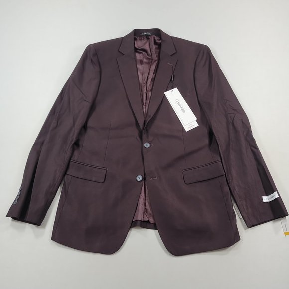 Calvin Klein Burgundy Skinny-Fit Stretch Sport Coa - Picture 2 of 6